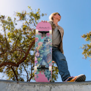  Meisje Bloemen Zee Schildpad Deck Persoonlijk Skateboard