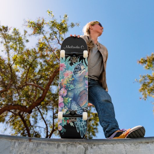  Meisje Bloemen Zee Schildpad Deck Persoonlijk Skateboard (Buiten 1)