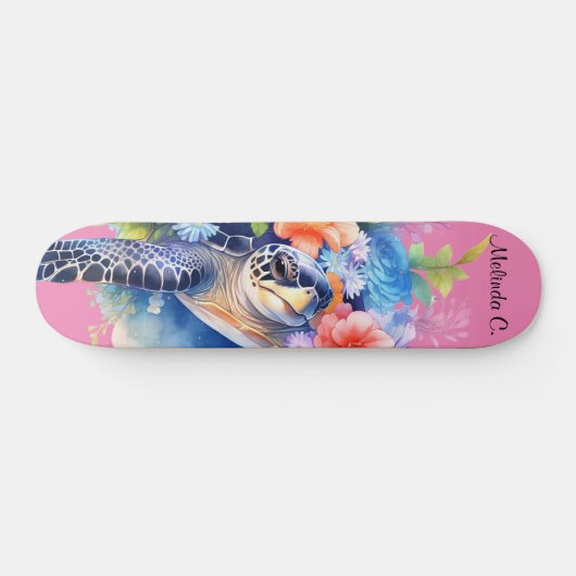 Meisje Bloemen Zee Schildpad Deck Persoonlijk Skateboard (Horizontaal)
