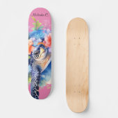  Meisje Bloemen Zee Schildpad Deck Persoonlijk Skateboard (Voorkant)