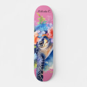  Meisje Bloemen Zee Schildpad Deck Persoonlijk Skateboard (Voorkant)
