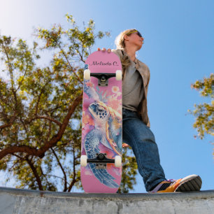Meisje Bloemen Zee Schildpad Deck Persoonlijk Skateboard