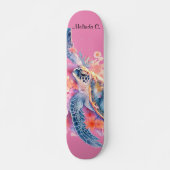  Meisje Bloemen Zee Schildpad Deck Persoonlijk Skateboard (Voorkant)