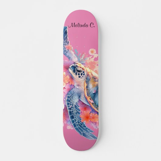  Meisje Bloemen Zee Schildpad Deck Persoonlijk Skateboard (Voorkant)