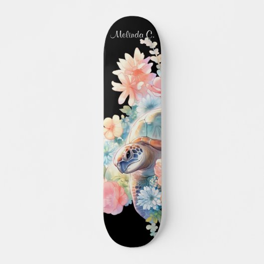  Meisje Bloemen Zee Schildpad Deck Persoonlijk Skateboard (Voorkant)