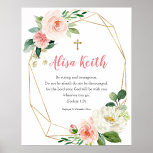 Meisje bloemendrukbaar doopcadeau poster