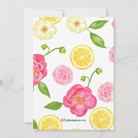 Meisje Bloementuin Citroen Baby shower Uitnodiging (Achterkant)