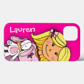 Meisje blonde witte vleermuizen roze Case-Mate iPhone case (Achterkant (horizontaal))