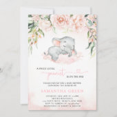 Meisje Bloost Olifant Baby Shower Uitnodiging (Voorkant)