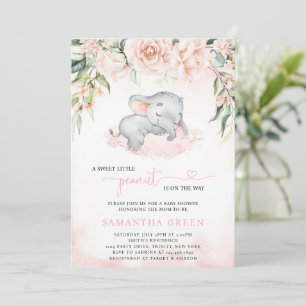 Meisje Bloost Olifant Baby Shower Uitnodiging