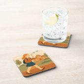 Meisje Blowing Bubbles Clouds Onderzetter Set (Rechterzijde)