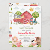 Meisje Boerderij Baby shower Kaart (Voorkant / Achterkant)