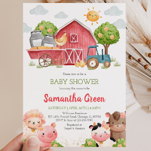 Meisje Boerderij Baby Shower Kaart