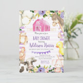 Meisje Boerderij Baby shower Uitnodiging (Staand voorkant)