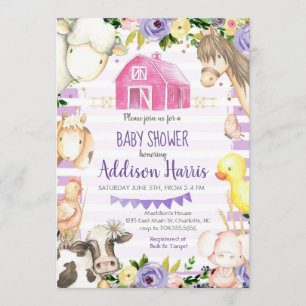 Meisje Boerderij Baby shower Uitnodiging