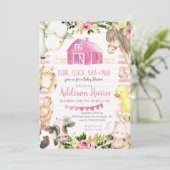 Meisje Boerderij Baby shower Uitnodiging (Staand voorkant)