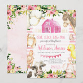 Meisje Boerderij Baby shower Uitnodiging (Voorkant / Achterkant)