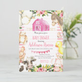 Meisje Boerderij Baby shower Uitnodiging (Staand voorkant)