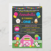 Meisje Boerderij Barnyard Animals Roze Verjaardags Kaart (Voorkant)