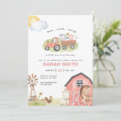 Meisje Boerderij Dieren Baby shower Uitnodiging (Staand voorkant)