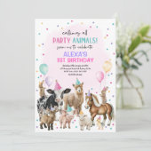 Meisje Boerderij Dieren Barnyard Bash Ballonnen Ve Kaart (Staand voorkant)