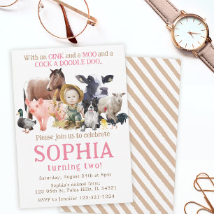 Meisje boerderij dieren Ranch Koe Paard verjaardag Kaart