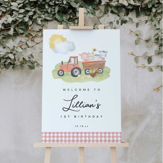 Meisje Boerderij Dieren Welkom teken Poster