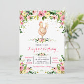 Meisje boerderij koe verjaardagsuitnodiging kaart (Staand voorkant)