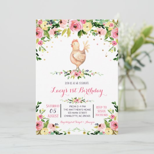 Meisje boerderij koe verjaardagsuitnodiging kaart (Staand voorkant)