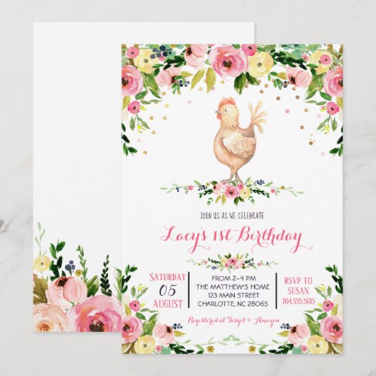 Meisje boerderij koe verjaardagsuitnodiging kaart (Voorkant / Achterkant)