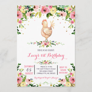 Meisje boerderij koe verjaardagsuitnodiging kaart