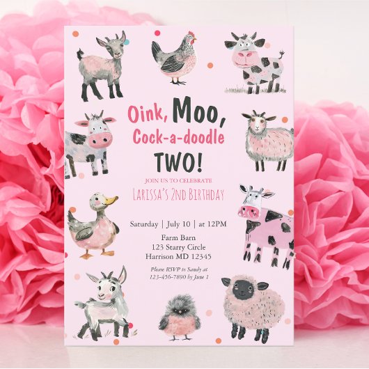 Meisje Boerderij tweede verjaardag Kaart