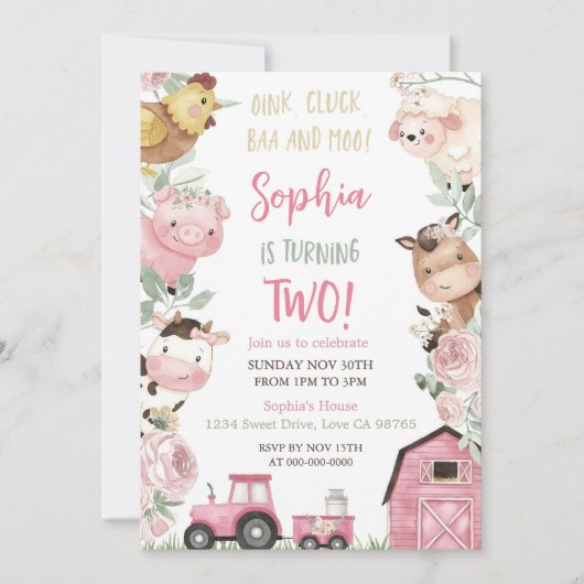 Meisje Boerderij Verjaardag Bloemenboerderij Diere Kaart (Voorkant)