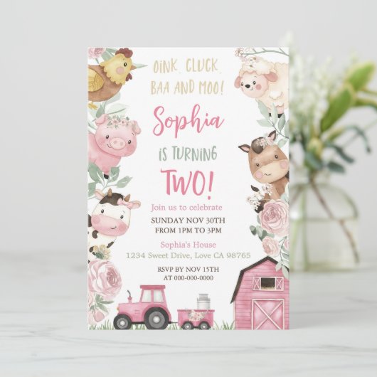 Meisje Boerderij Verjaardag Bloemenboerderij Diere Kaart (Staand voorkant)