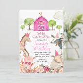 Meisje Boerderij Verjaardagsuitnodiging Kaart (Staand voorkant)