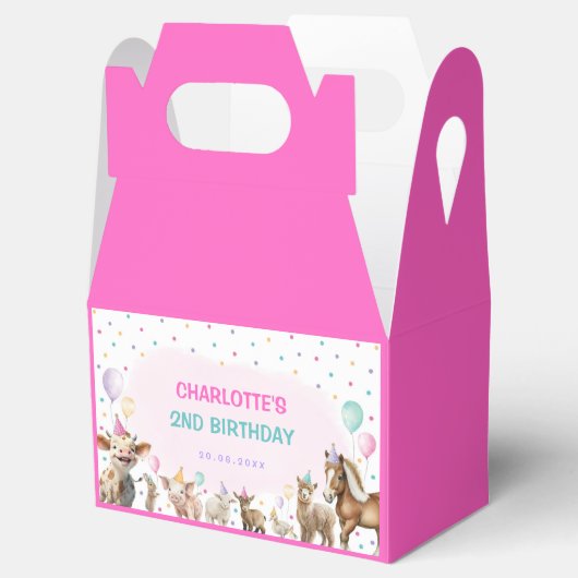Meisje Boerderijdieren Kleurrijk Confetti Verjaard Bedankdoosjes (Geopend)