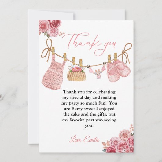 Meisje Bohemian Kleding Baby shower Dank u kaart (Voorkant)