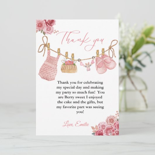 Meisje Bohemian Kleding Baby shower Dank u kaart (Staand voorkant)