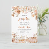 Meisje Boho Bloemen Pompoen Baby shower Kaart (Staand voorkant)