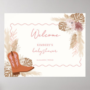 Meisje Boho Cowgirl Boots Pampas Baby shower Welko Poster