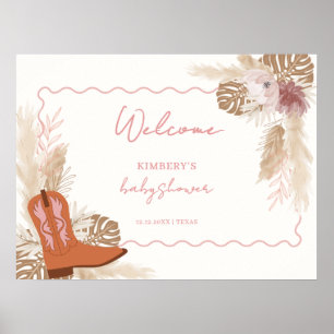 Meisje Boho Cowgirl Laarzen Pampas Baby Borrel Ver Poster