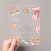 Meisje Boho Kleding Kwekerij Baby shower Acryl Uitnodigingen (Insitu (Draagbaar))