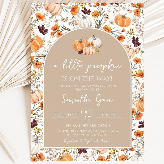 Meisje Boho Pompoen Baby Shower Kaart
