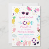 Meisje Boho Pool Party Verjaardag Kaart (Voorkant)