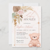 Meisje Boho Teddy Bear Roze Baby shower Kaart (Voorkant)