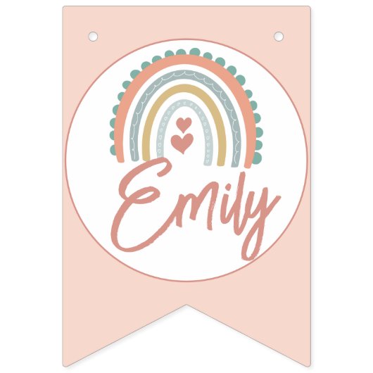 Meisje Boho Verjaardag Magic Light Coral Vlaggetjes (Eerste vlag)