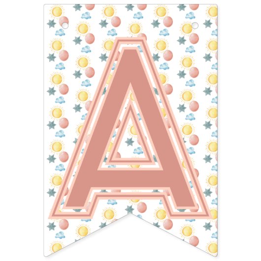 Meisje Boho Verjaardag Magic Light Coral Vlaggetjes (Derde vlag)