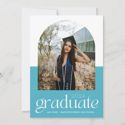 Meisje boog foto middelbare school Afstuderen Aankondiging (Voorkant)