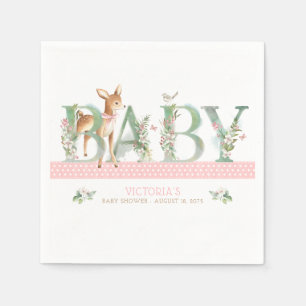 Meisje Bos Herten Baby Shower Papieren Servetten