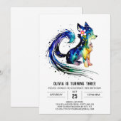 Meisje Bos Wolf Digitaal Meisje Verjaardag Kaart (Voorkant / Achterkant)